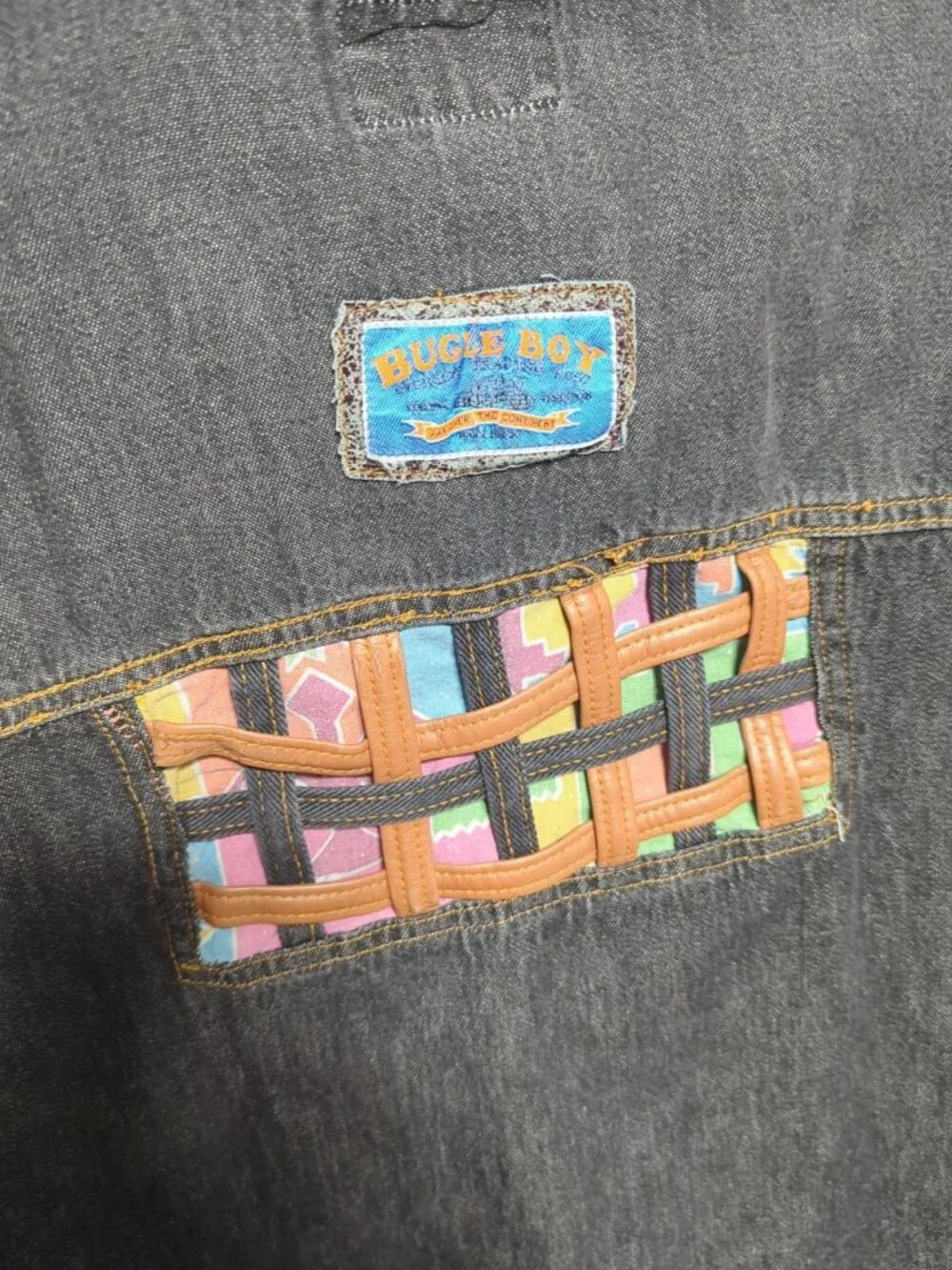 Vintage Get Used Classic Jeans By Elie Denim Button Shirt Mens Med 90s Bugle Boy - Picture 6 of 6